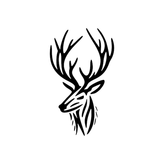 Vector logo featuring a minimalist black and white deer