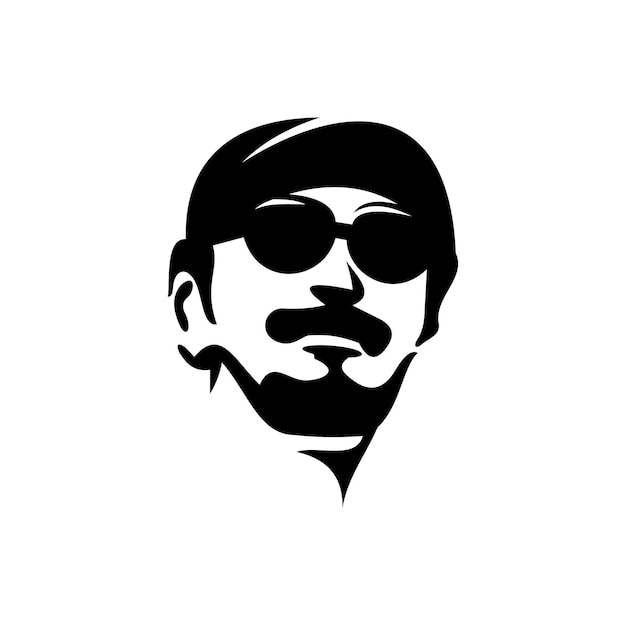 Vector logo gentleman wearing glasses and hat