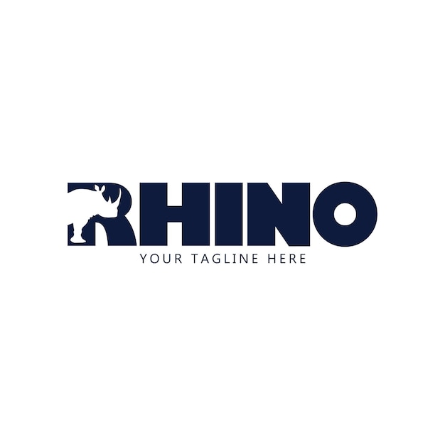 vector logo icon of rhino in writing