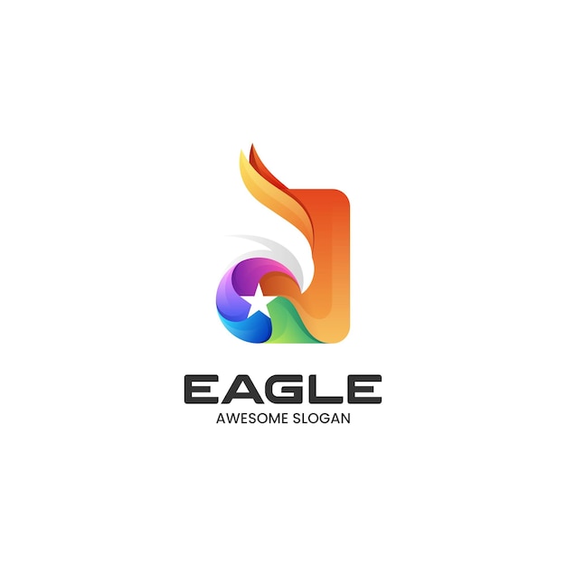 Vector Logo Illustratie Abstracte Eagle Gradiënt Kleurrijke Stijl