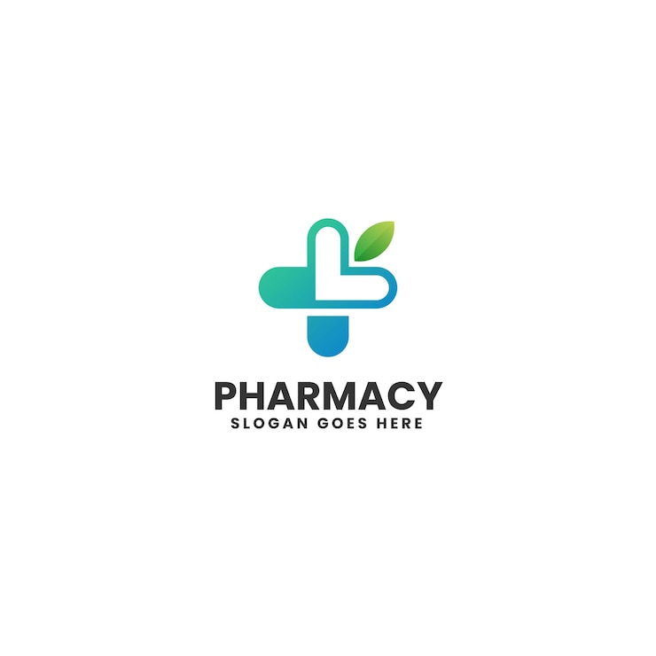 Vector vector logo illustratie apotheek gradiënt kleurrijke stijl