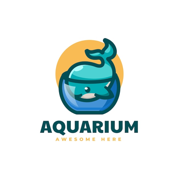 Vector Logo Illustratie Aquarium Walvis Eenvoudige Mascotte Stijl