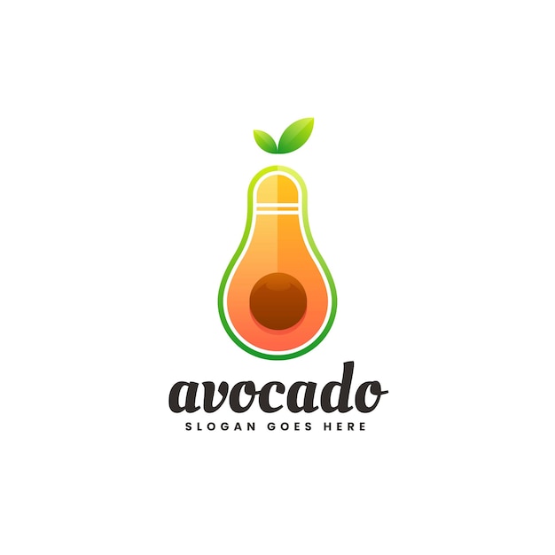 Vector Logo Illustratie Avocado Kleurovergang Kleurrijke Stijl