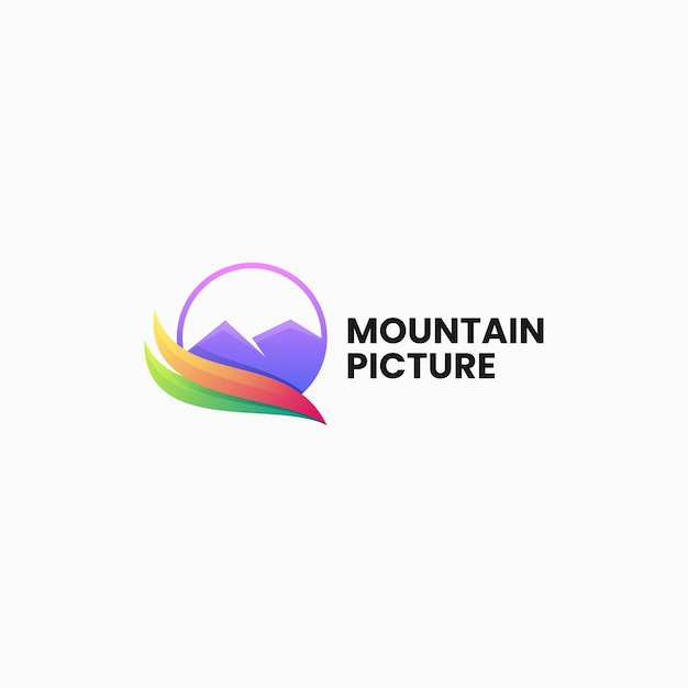 Vector Logo Illustratie Berggradiënt Kleurrijke Stijl