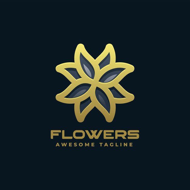 Vector Logo Illustratie Bloem Gradiënt Kleurrijke Stijl