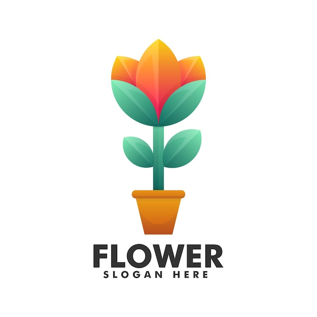 Vector Logo Illustratie Bloem Gradiënt Kleurrijke Stijl