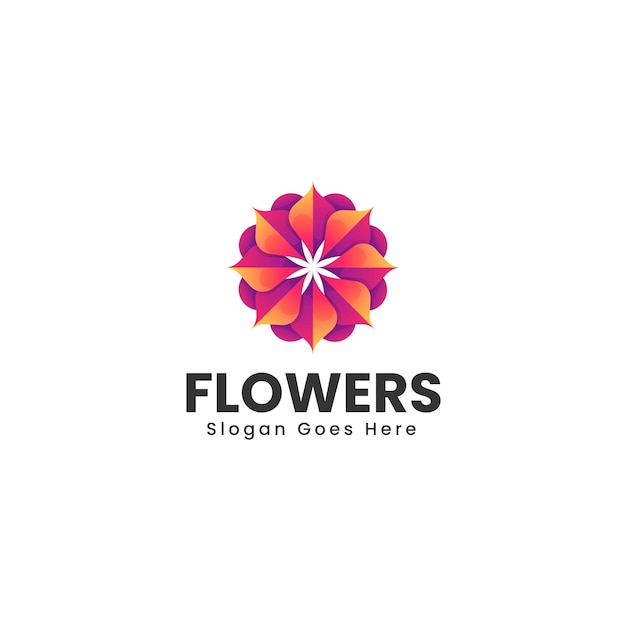 Vector Logo Illustratie Bloemen Gradiënt Kleurrijke Stijl