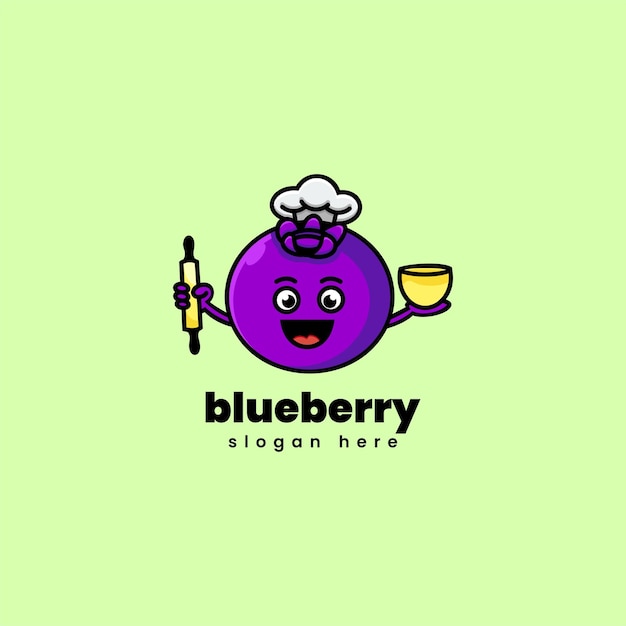 Vector Logo Illustratie Blueberry Mascotte Cartoon Stijl