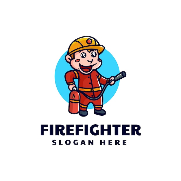 Vector logo illustratie brandweerman aap mascotte cartoon stijl