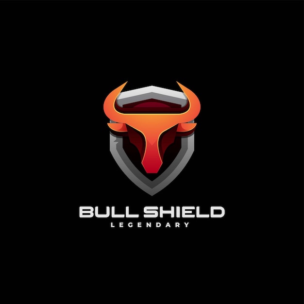 Vector Logo Illustratie Bull Shield Kleurovergang Kleurrijke Stijl