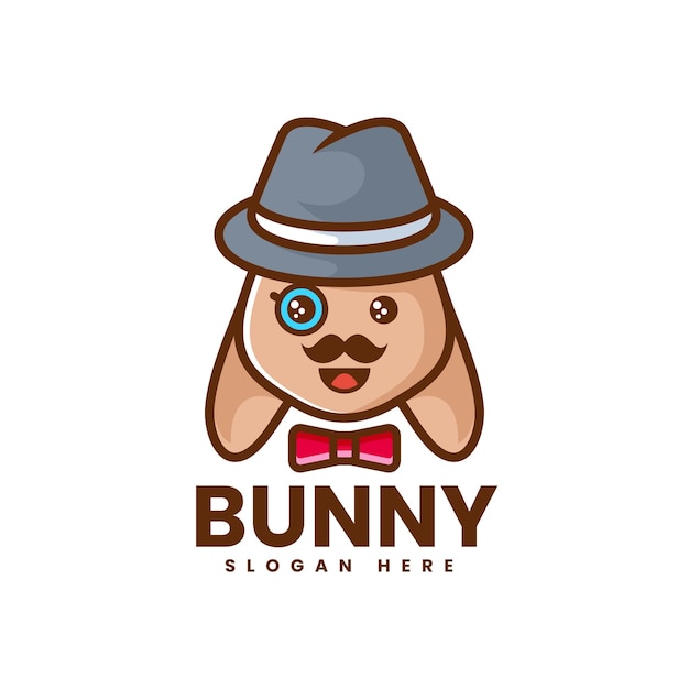 Vector Logo Illustratie Bunny Mascotte Cartoon Stijl