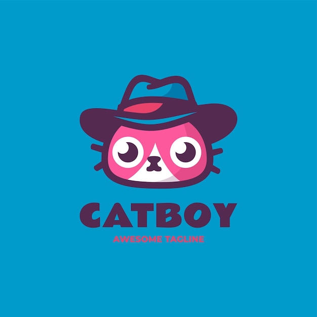 Vector vector logo illustratie cat boy mascot cartoon stijl