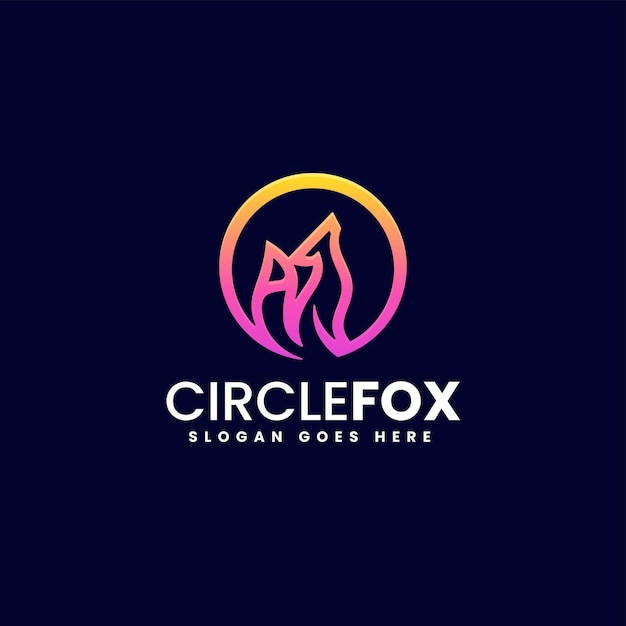 Vector Logo Illustratie Cirkel Fox Gradient Line Art Style