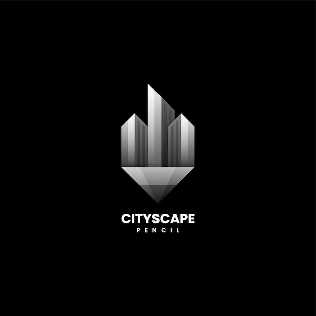 Vector Logo Illustratie Cityscape Kleurovergang Kleurrijke Stijl