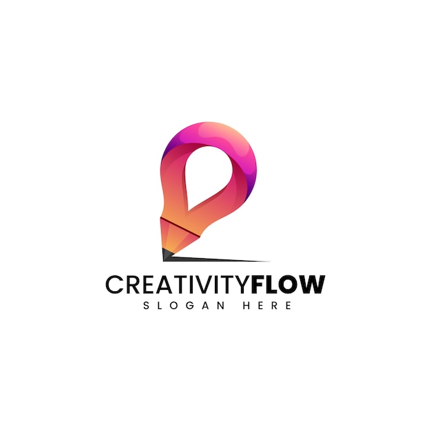 Vector Logo Illustratie Creativiteit Stroom Gradiënt Kleurrijke Stijl