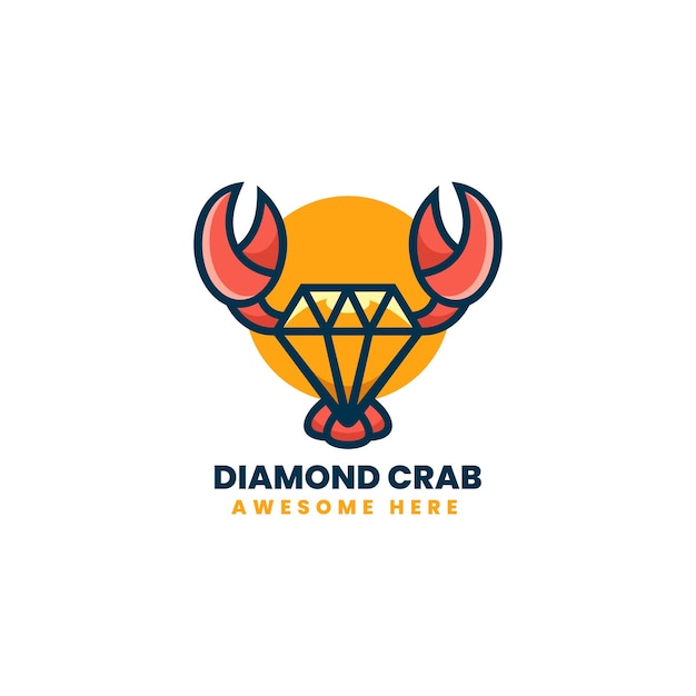 Vector logo illustratie diamant krab eenvoudige mascotte stijl