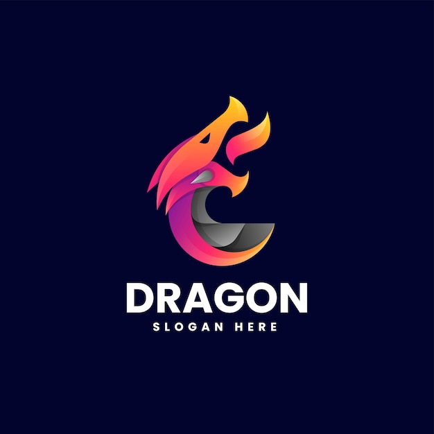 Vector logo illustratie dragon gradient kleurrijke stijl