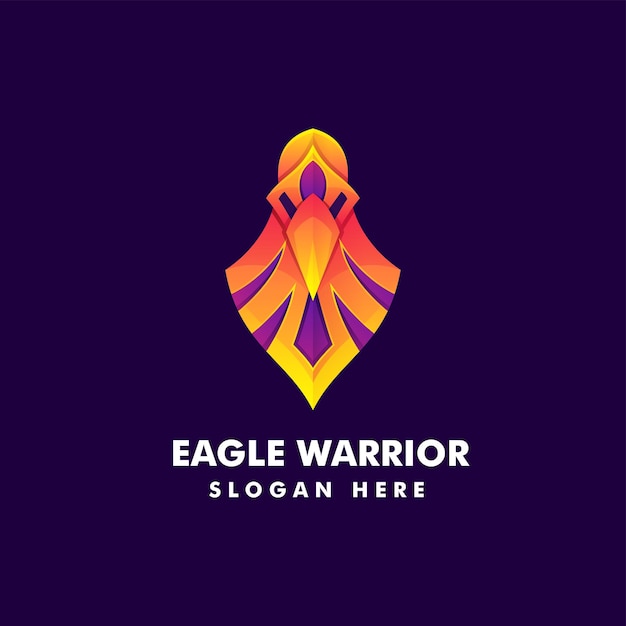 Vector Logo Illustratie Eagle Warrior Kleurovergang Kleurrijke Stijl