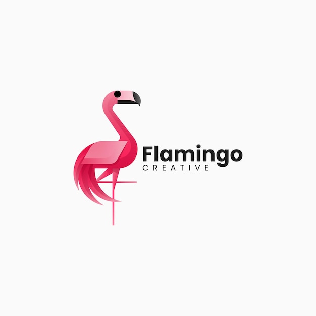 Vector logo illustratie flamingo gradiënt kleurrijke stijl