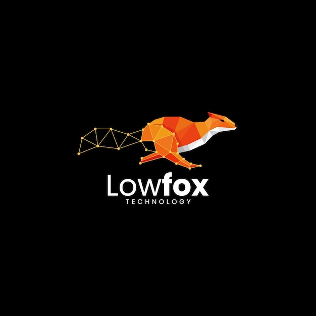 Vector Logo Illustratie Fox Media Laag Poly Stijl