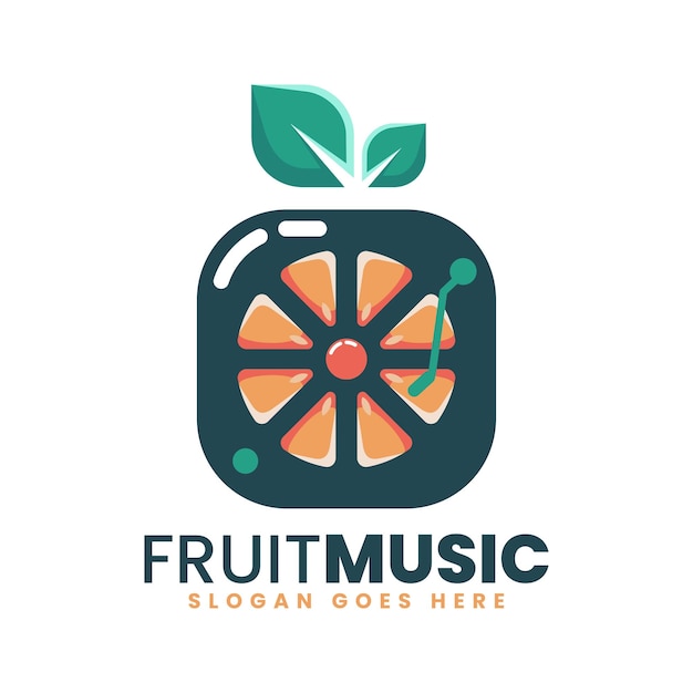 Vector Logo Illustratie Fruit Muziek Eenvoudige Mascotte Stijl