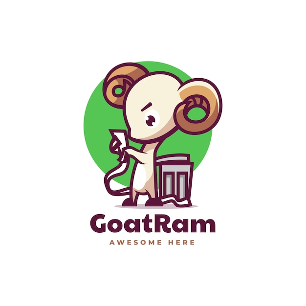 Vector logo illustratie geit ram mascotte cartoon stijl