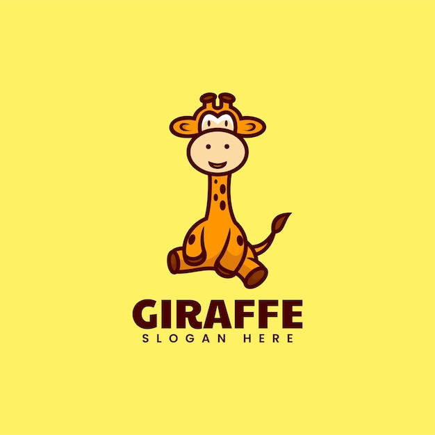 Vector Logo Illustratie Giraffe Eenvoudige Mascotte Stijl