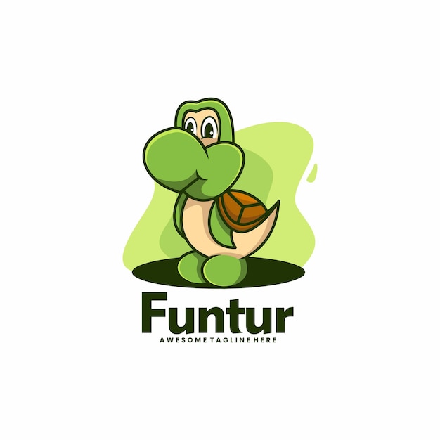 Vector Logo Illustratie Grappige Schildpad Mascotte Cartoon Stijl