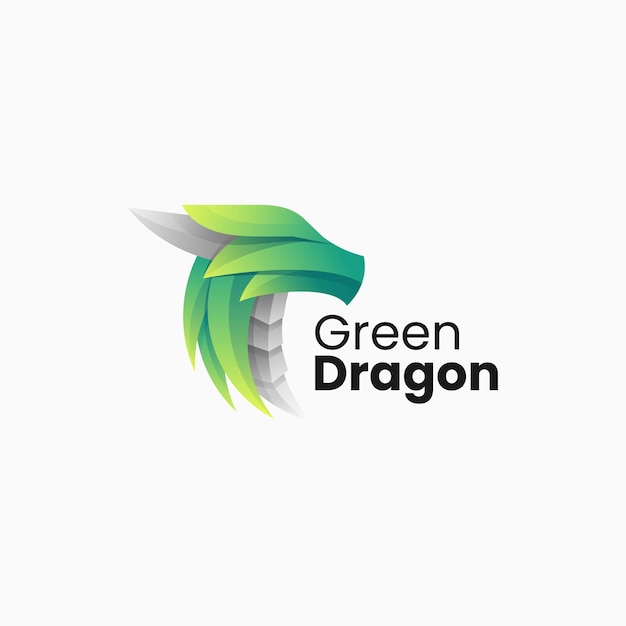 Vector Logo Illustratie Groene Draak Kleurovergang Kleurrijke Stijl