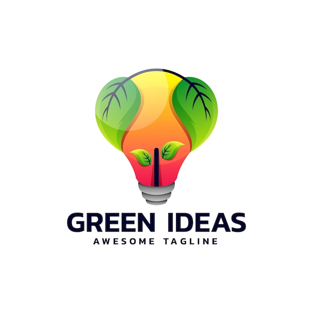 Vector Logo Illustratie Groene Lamp Gradiënt Kleurrijke Stijl