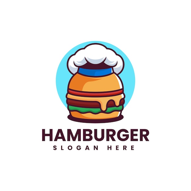 Vector Logo Illustratie Hamburger Eenvoudige Mascotte Stijl