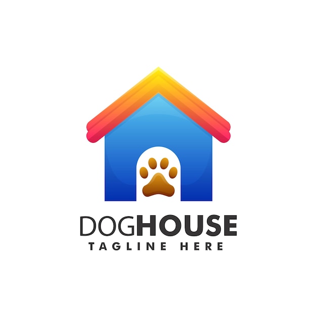 Vector Logo Illustratie Hond Huis Kleurovergang Kleurrijke Stijl