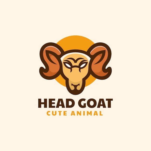 Vector Logo Illustratie Hoofd Geit Eenvoudige Mascotte Stijl