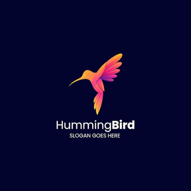 Vector Logo Illustratie Humming Bird Kleurovergang Kleurrijke Stijl