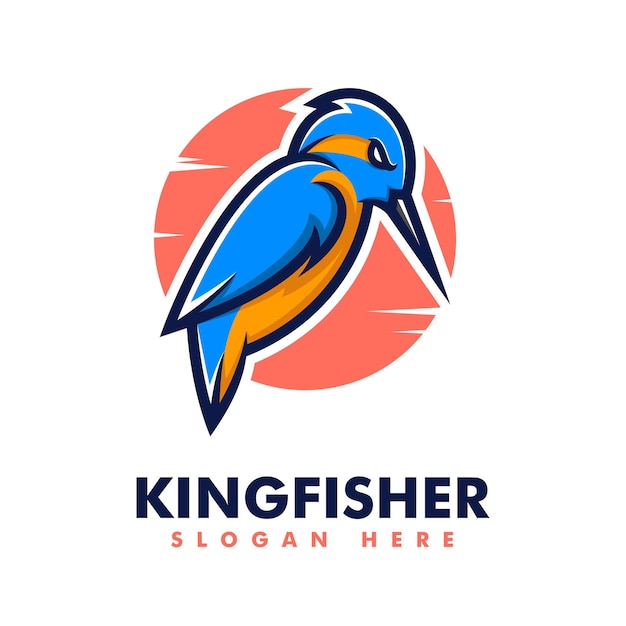 Vector Logo Illustratie Ijsvogel Vogel Eenvoudige Mascotte Stijl