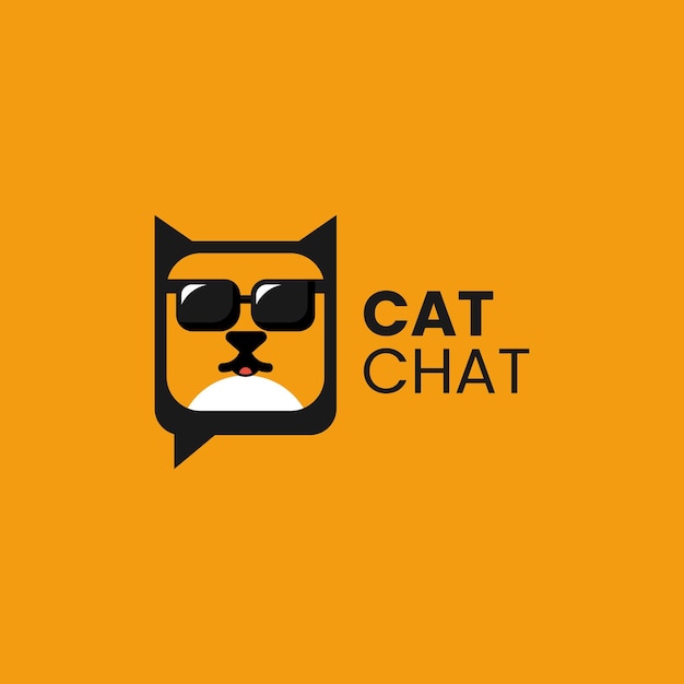 Vector Logo Illustratie Kat Chat Eenvoudige Mascotte Stijl