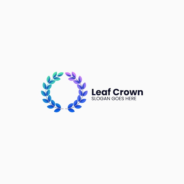 Vector logo illustratie leaf crown kleurovergang kleurrijke stijl