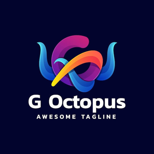 Vector Logo Illustratie Letter G Octopus Kleurovergang Kleurrijke Stijl