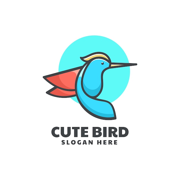 Vector Logo Illustratie Leuke Vogel Eenvoudige Mascotte Stijl