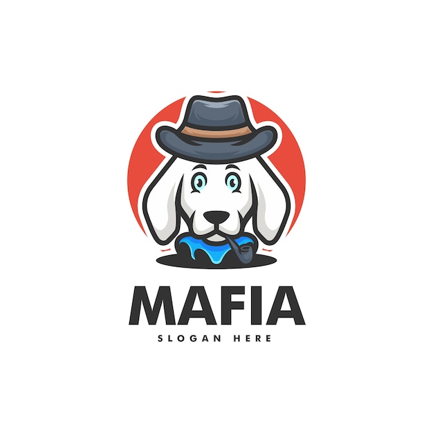 Vector logo illustratie maffia hond mascotte cartoon stijl