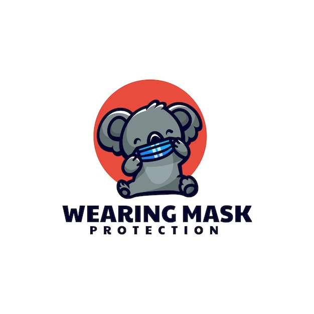 Vector Logo Illustratie Masking Koala Mascotte Cartoon Stijl