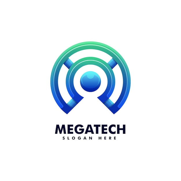 Vector vector logo illustratie mega tech gradiënt kleurrijke stijl