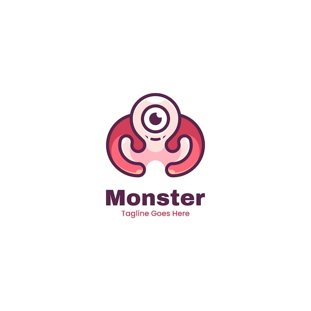 Vector Logo Illustratie Monster Eenvoudige Mascotte Stijl