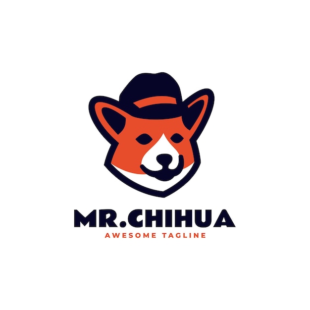 Vector logo illustratie mr chihuahua mascotte cartoon stijl