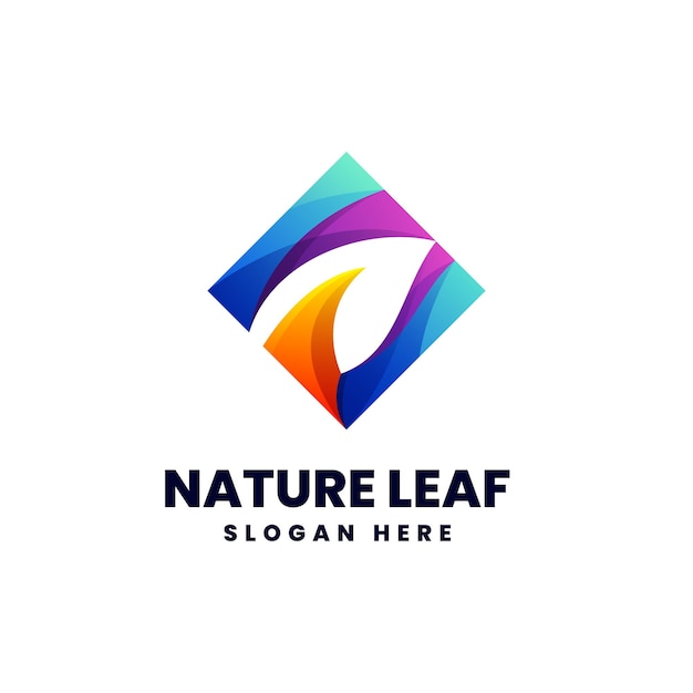 Vector Logo Illustratie Natuur Blad Gradiënt Kleurrijke Stijl