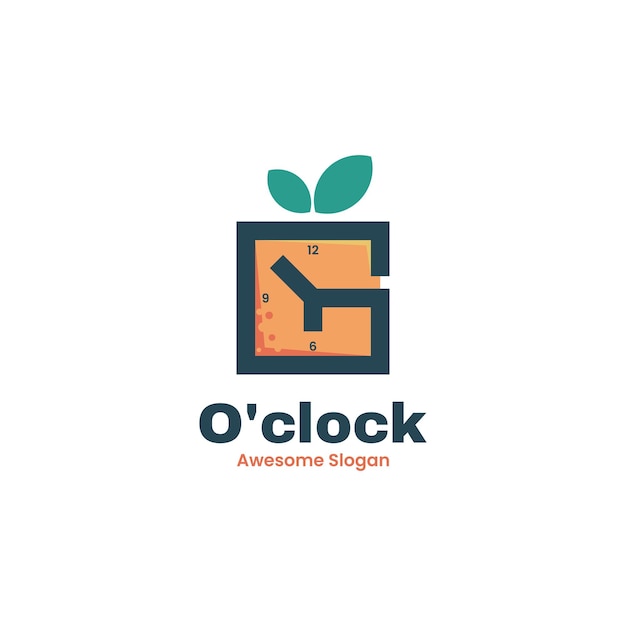 Vector logo illustratie o39clock fruit eenvoudige mascotte stijl