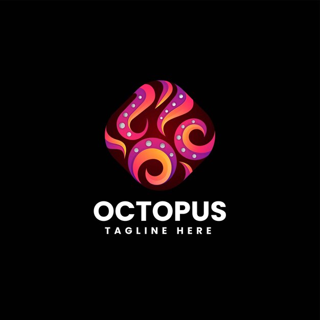 Vector logo illustratie octopus gradiënt kleurrijke stijl