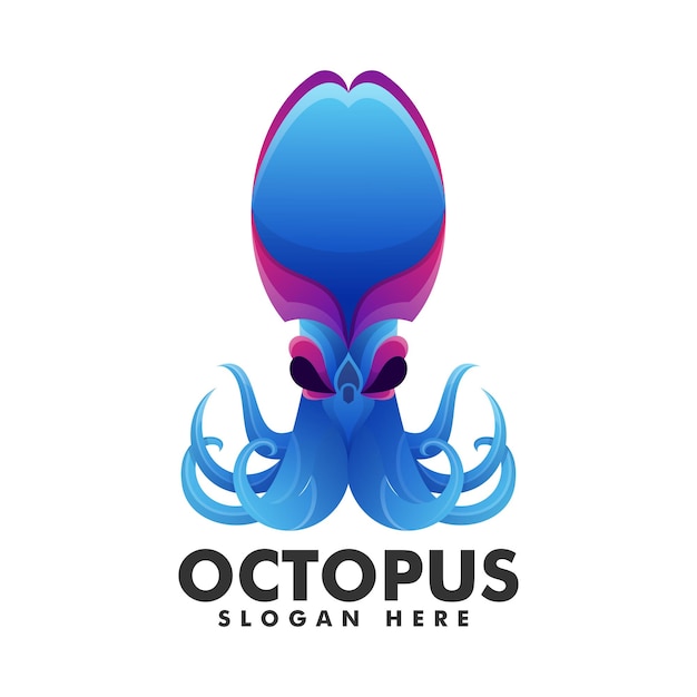 Vector logo illustratie octopus gradiënt kleurrijke stijl