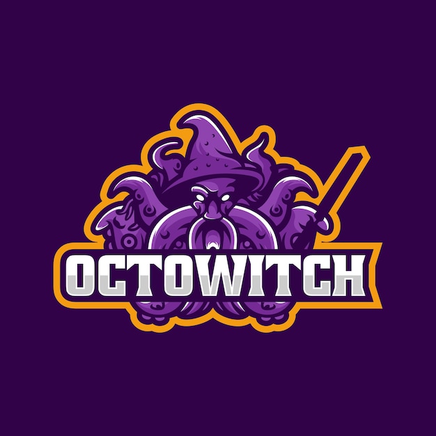 Vector logo illustratie octopus witch e sport en sport style