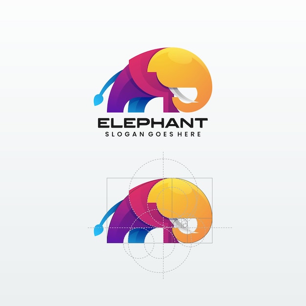 Vector Logo Illustratie Olifant Kleurovergang Kleurrijke Stijl